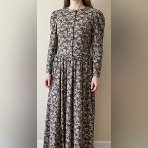 Laura Ashley Vintage Floral Puff Sleeve Maxi Dress
